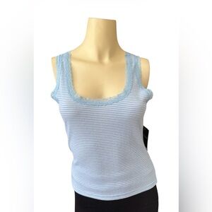 Harper & Ivy Tank Top With Lace Trim Juniors size S Striped Blue